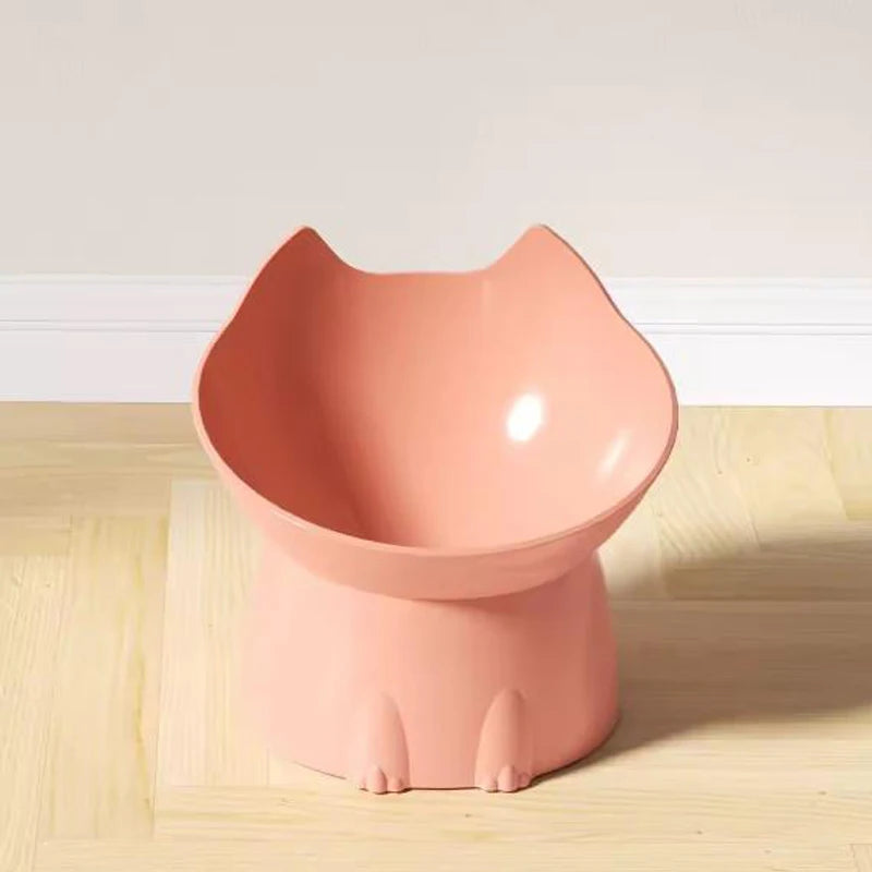 Verhoogde voerbak voor katten met lange oren en hoge poten, die de nek van katten en honden beschermt, en een kantelbestendige voerbak van kunststof.