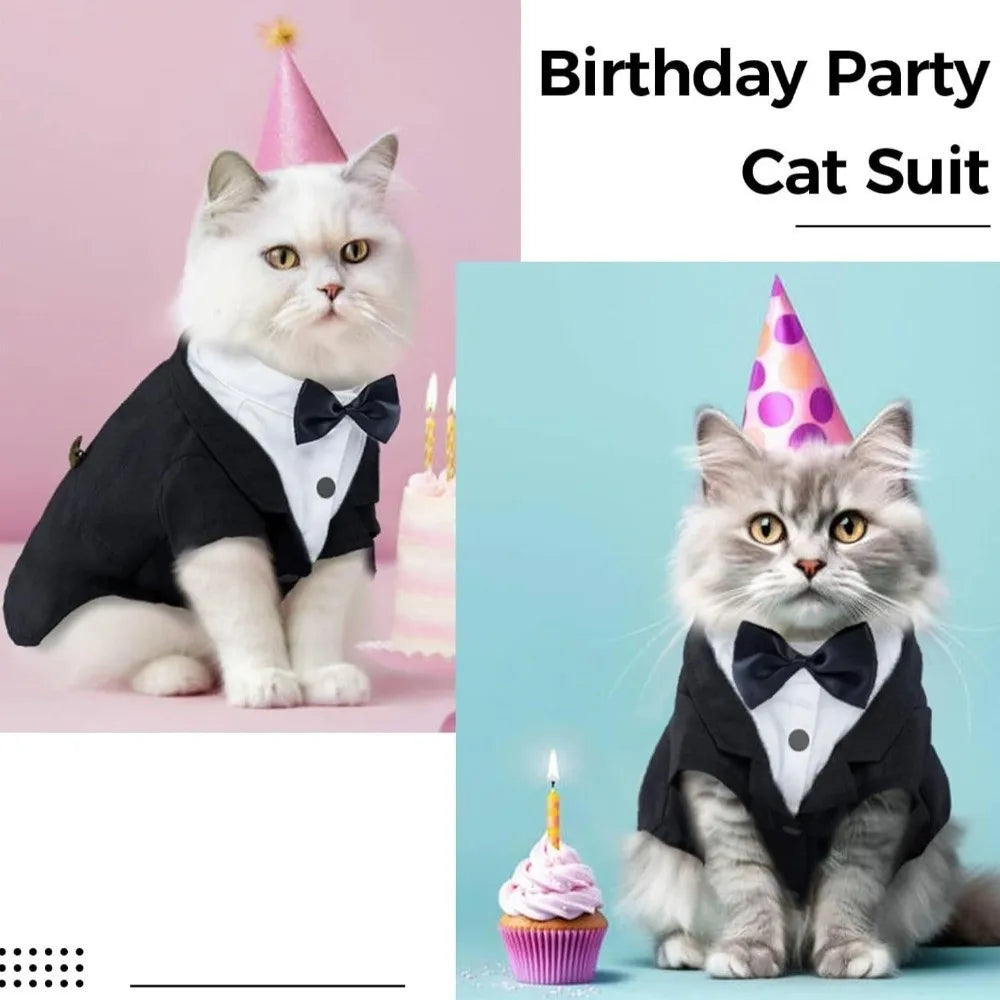 Kattenshirt/vest - Kattenkleding - Verjaardagsoutfit - Formele outfit - Kattenshirt - Kleding voor huisdieren - Kattenvest voor bruiloft of verjaardag