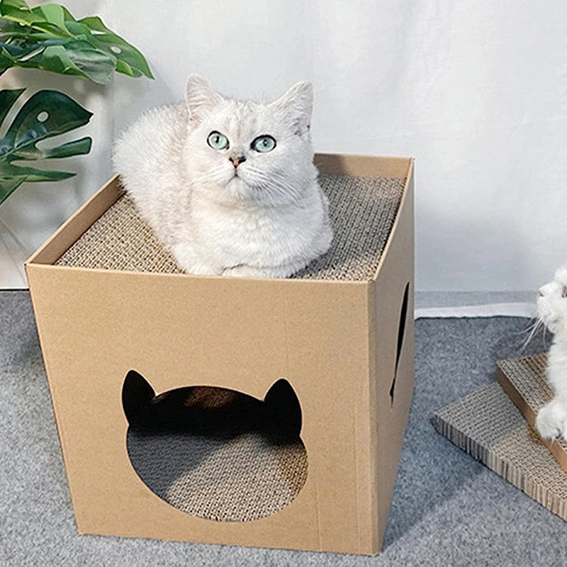 Maison Griffoir en Carton pour Chat & Lapin