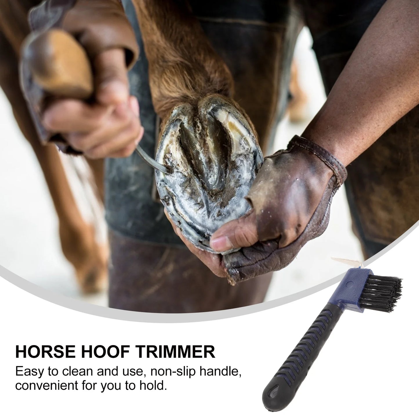 Cure-Pied avec Brosse Intégrée – Acier Inoxydable, Manche Ergonomique, Pansage Cheval