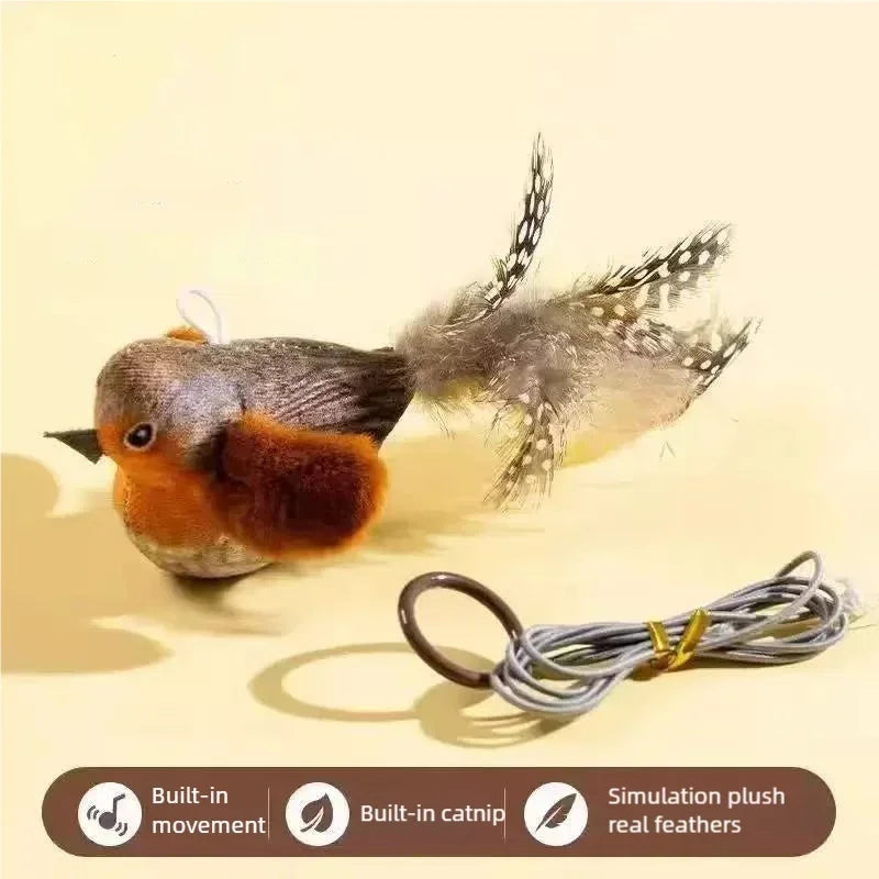 Jouet Plume Oiseau pour Chat – Son Simulé & Anti-Ennui