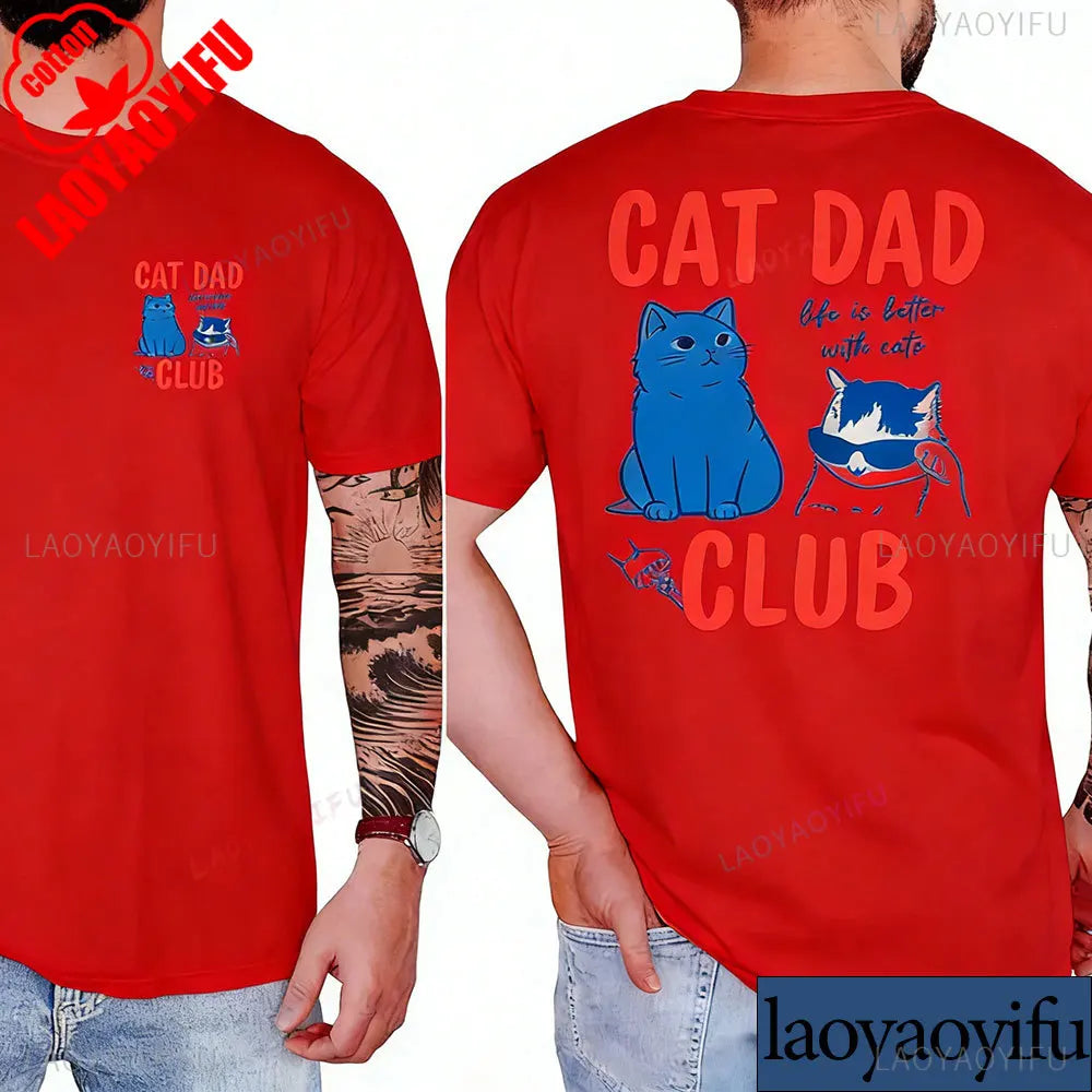 T-shirt Cat Dad Club — Homme | Coton Graphique Manches Courtes