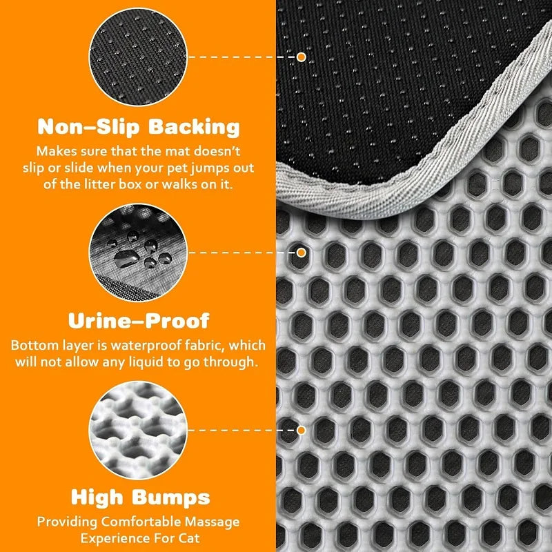 Grote kattenbakmat, waterdicht, voor huisdieren. Antislip dubbellaagse kattenbakmat. Huisdierenproduct.