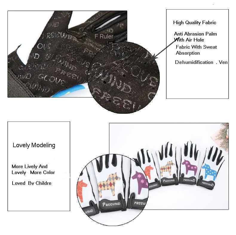 Antislip siliconengel, ultrafijne kinderrijhandschoenen, voor paarden, 2-12 jaar