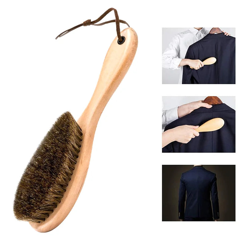 Brosse à poils de cheval — manche en bois