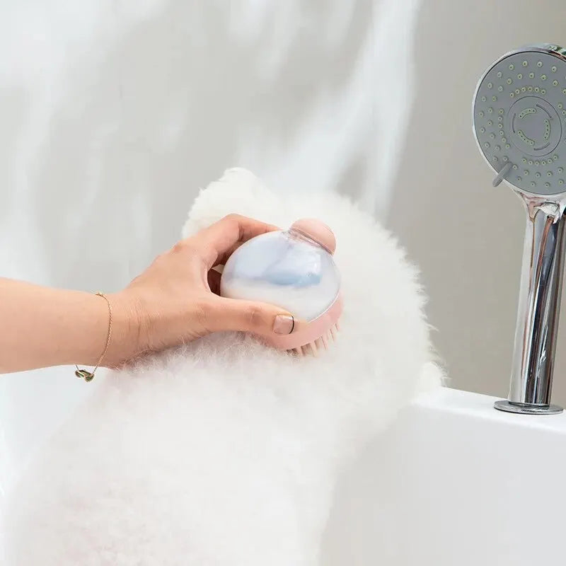 Brosse de Bain en Silicone pour Animaux | Distributeur de Shampoing & Massage Doux