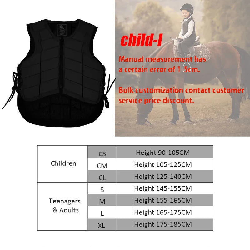 Gilet de Protection Équestre – Rembourrage EVA Anti-Choc, Respirant, Adulte & Enfant