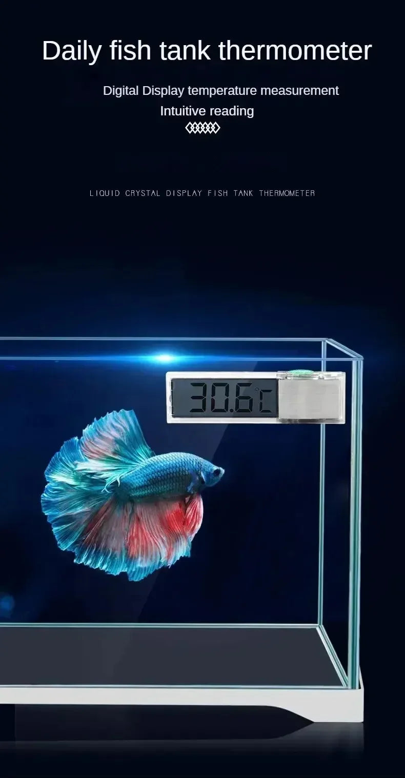 Thermomètre Digital Adhésif pour Aquarium – Affichage LCD Transparent, ±0,1°C, Or / Argent