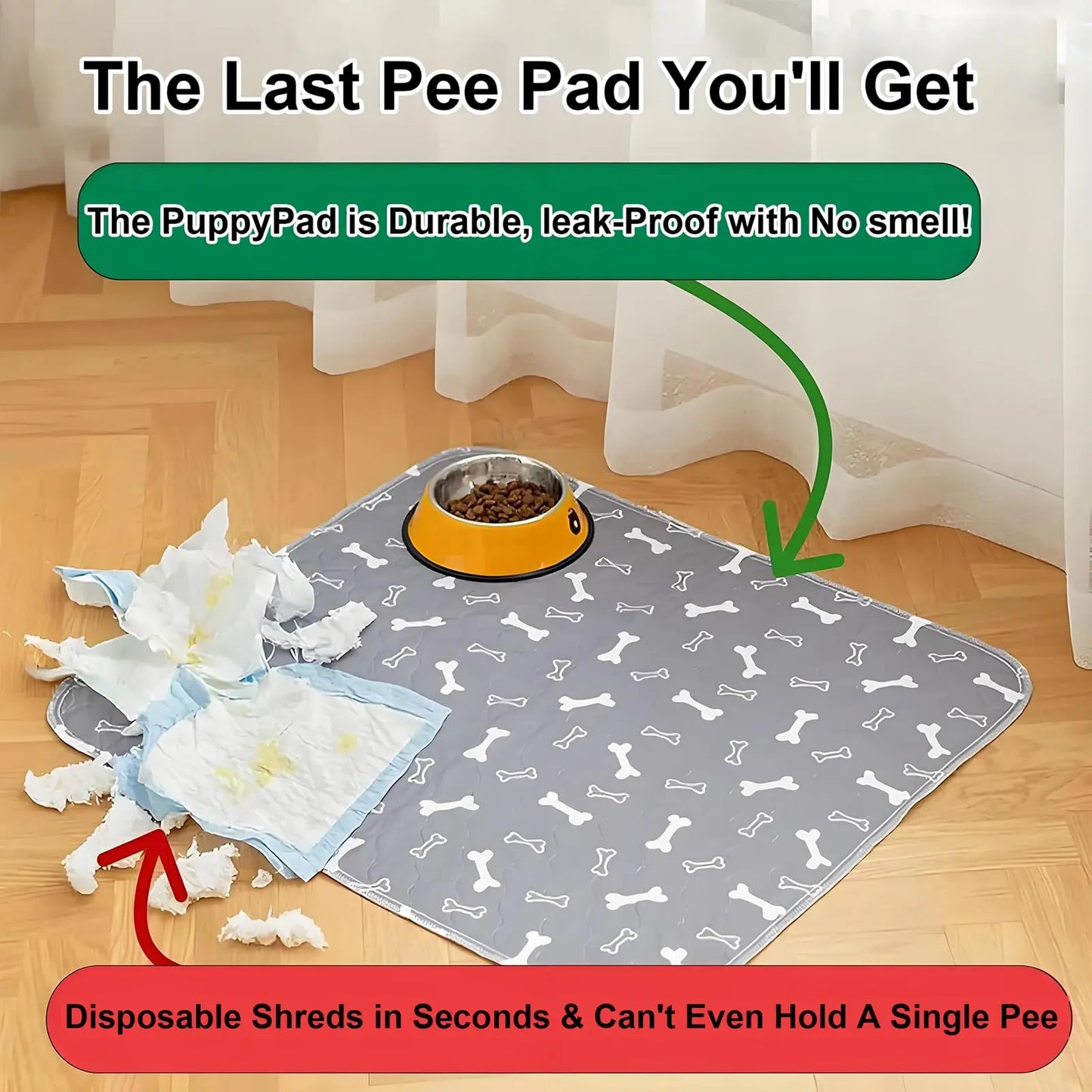 Tapis de Propreté Lavable pour Chiot — Anti-Fuites, Anti-Odeurs & Phéromones