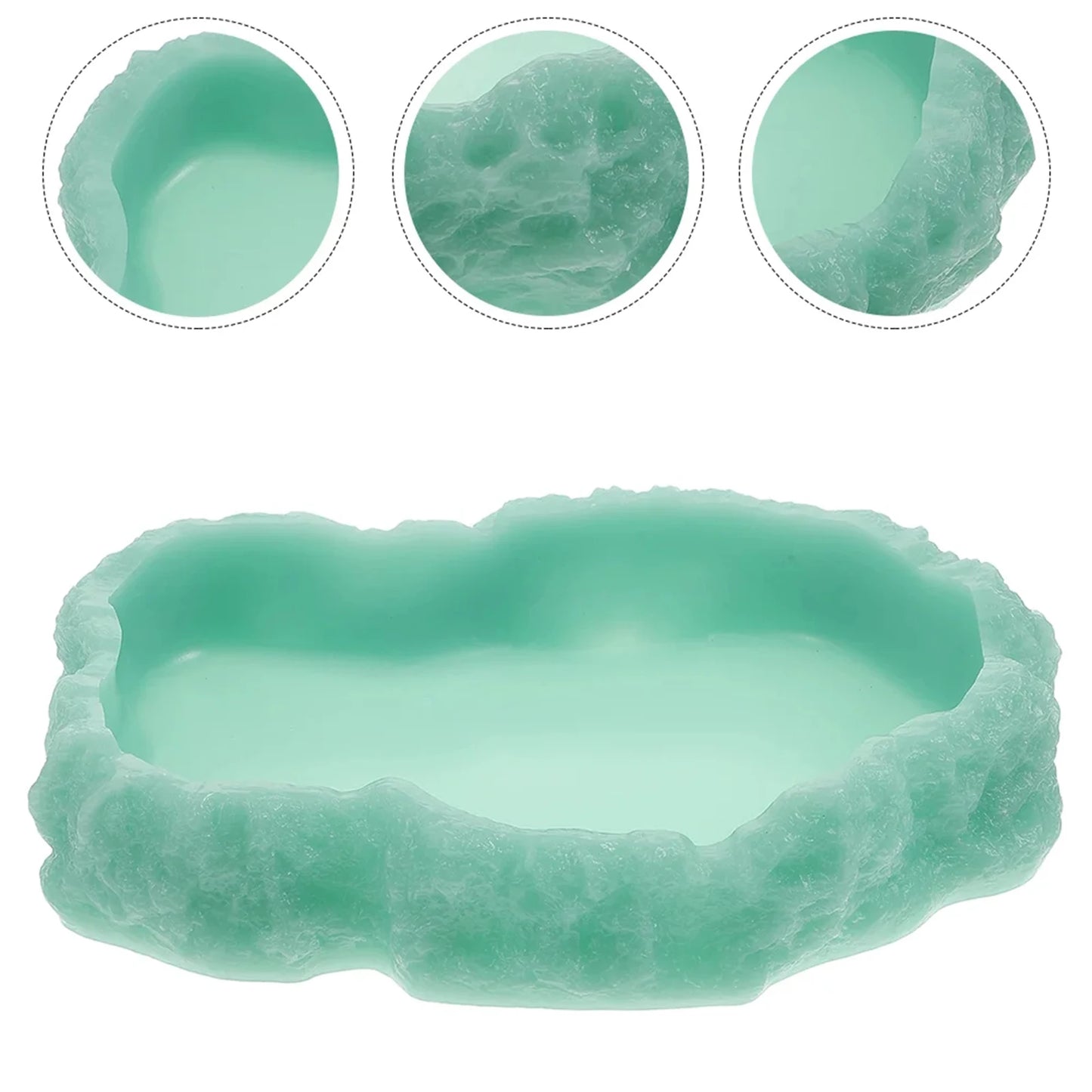 Gamelle en Résine Imitation Roche pour Reptiles & Amphibiens – Eau & Nourriture, XS à L