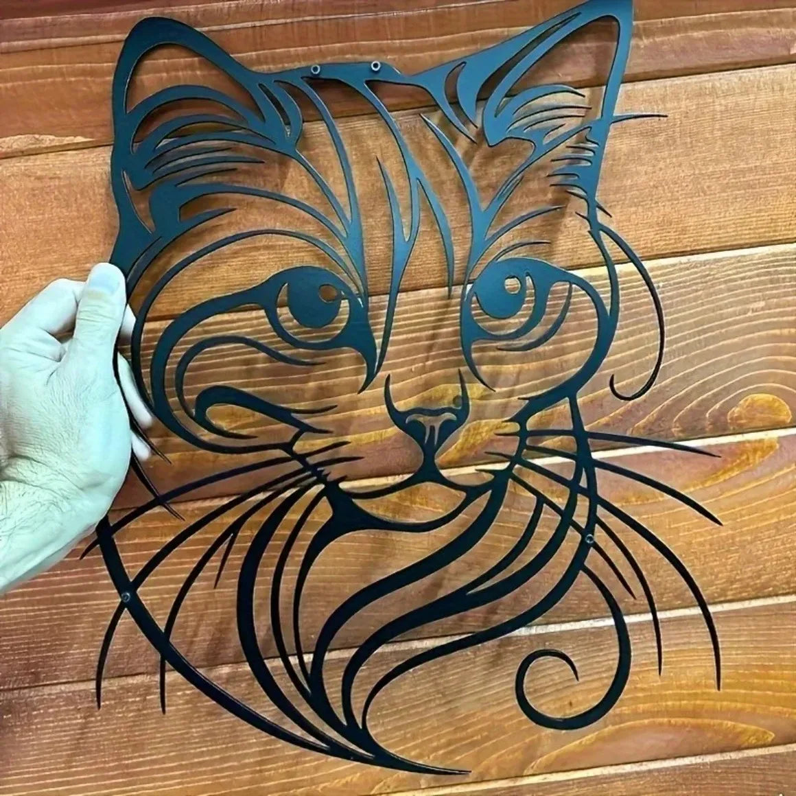 Plaque murale  de chat en métal
