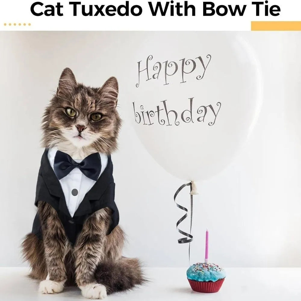 Kattenshirt/vest - Kattenkleding - Verjaardagsoutfit - Formele outfit - Kattenshirt - Kleding voor huisdieren - Kattenvest voor bruiloft of verjaardag