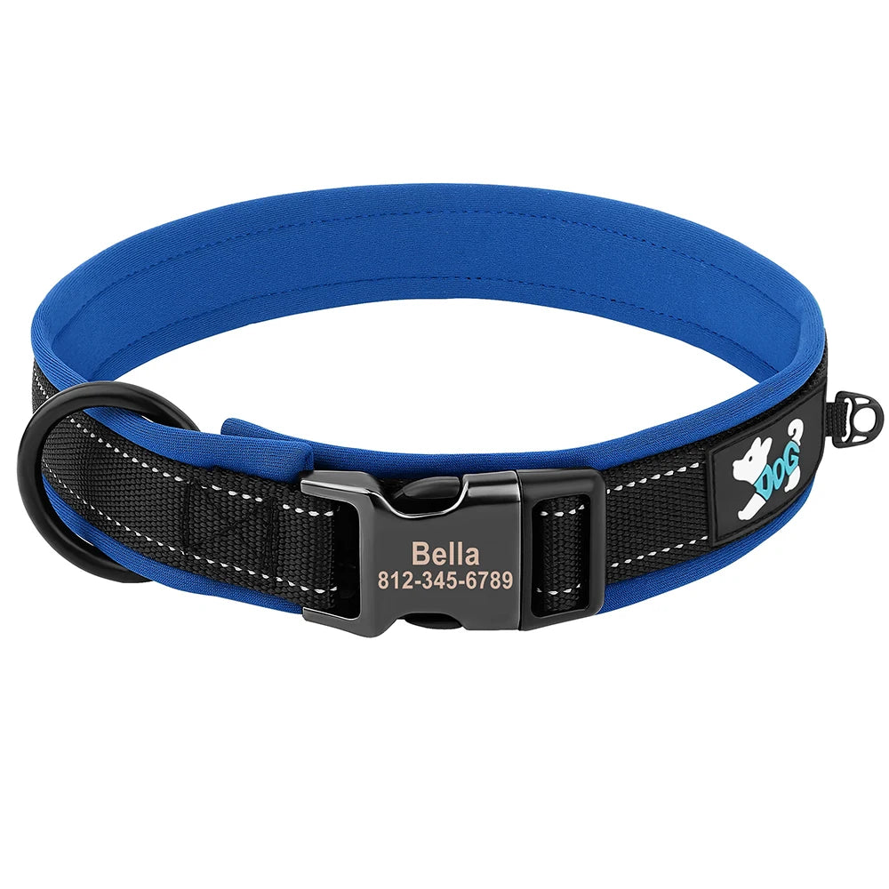Collier pour Chien Personnalisable | Réfléchissant, Rembourré & Médaille Gravée Offerte