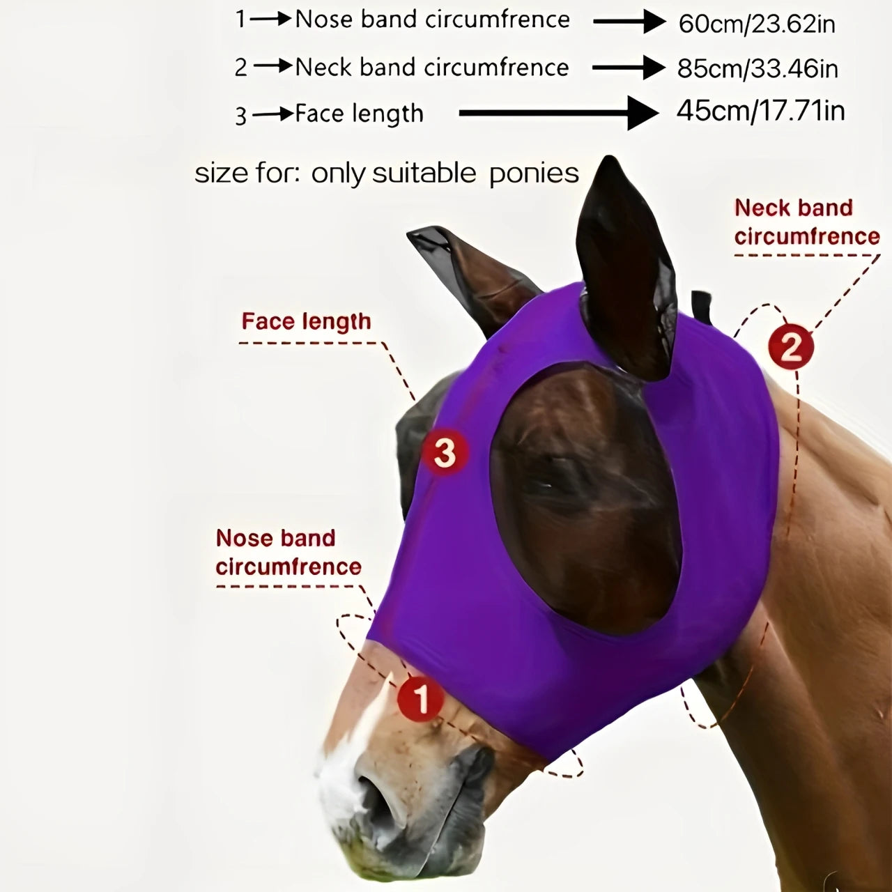 Nieuw Veelkleurig Anti-Muggen Paardenmasker Ademend Stretch Gebreid Gaas Anti-Vliegen Insectenmasker met Oren Ruiteruitrusting