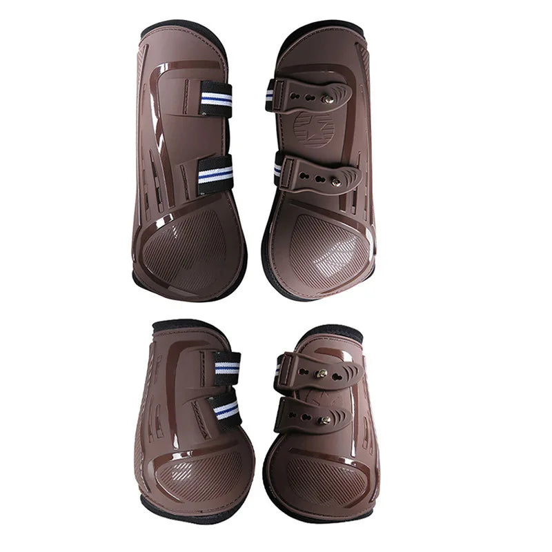 Set van 4 paardenbeenbeschermers, open voorkant, voor springen, optimale peesbescherming, klassieke en ademende paardensportuitrusting