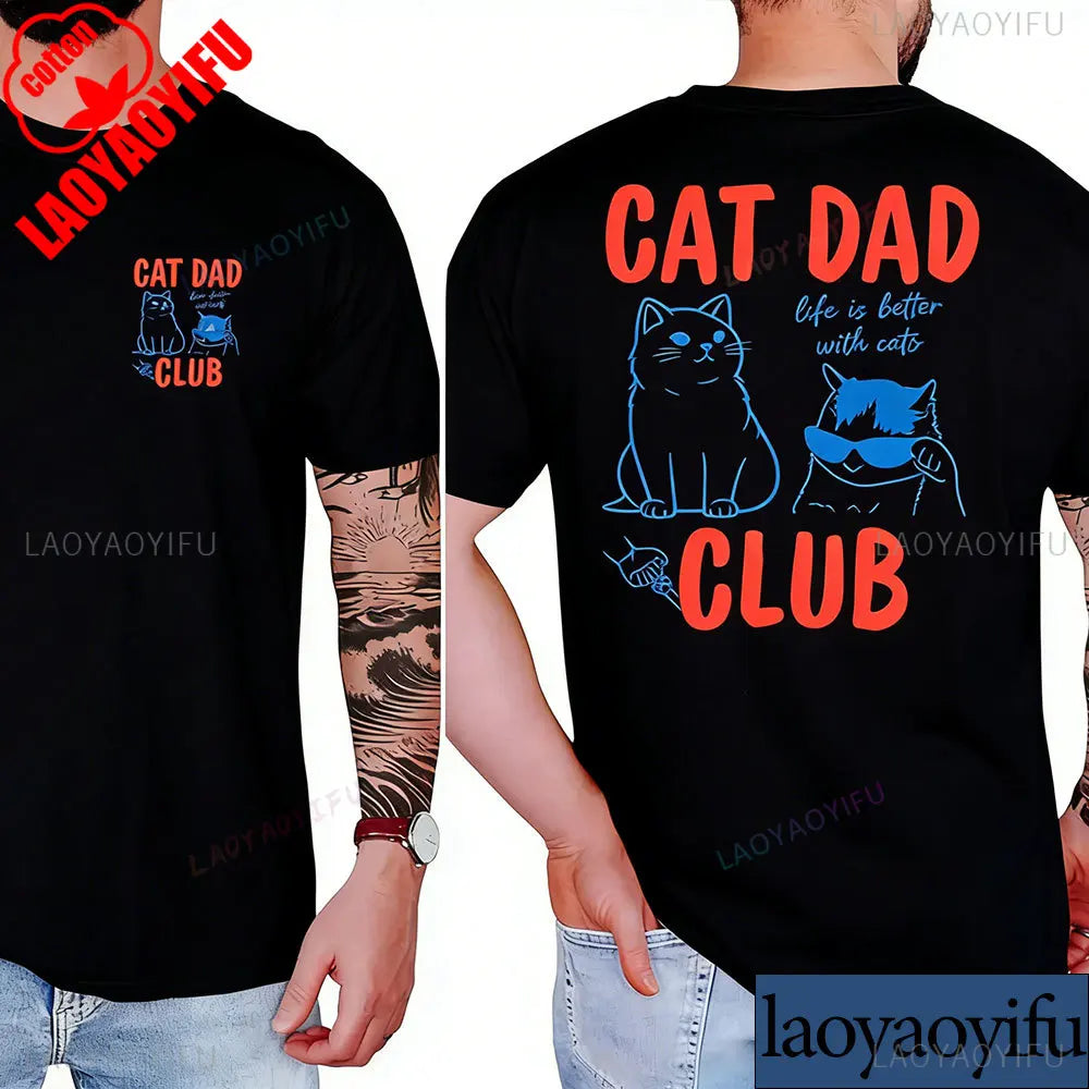 T-shirt Cat Dad Club — Homme | Coton Graphique Manches Courtes