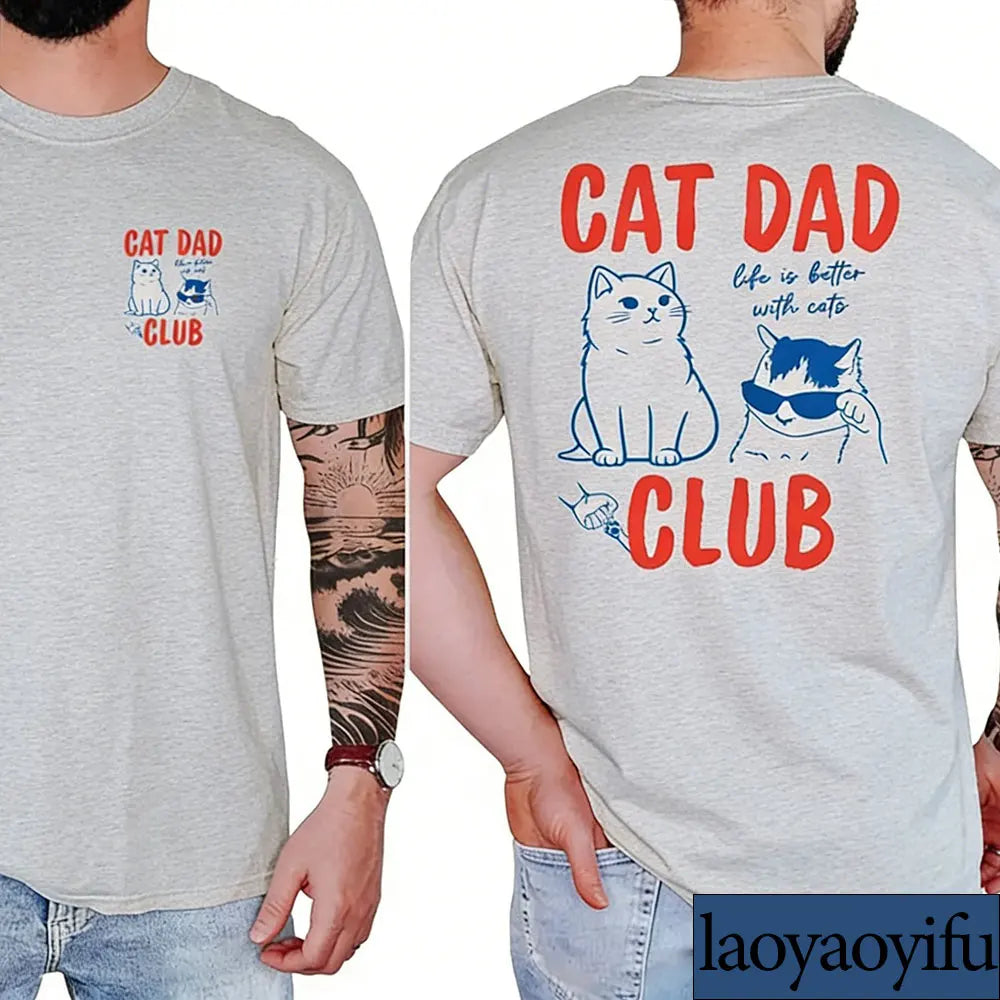 T-shirt Cat Dad Club — Homme | Coton Graphique Manches Courtes