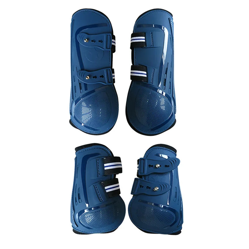 Set van 4 paardenbeenbeschermers, open voorkant, voor springen, optimale peesbescherming, klassieke en ademende paardensportuitrusting