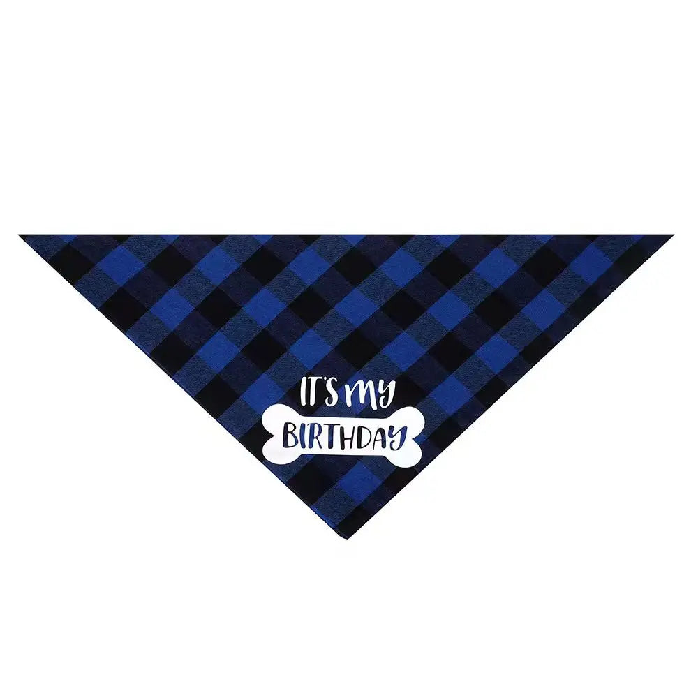 Bandana Anniversaire pour Chien — Écharpe Triangulaire À Carreaux