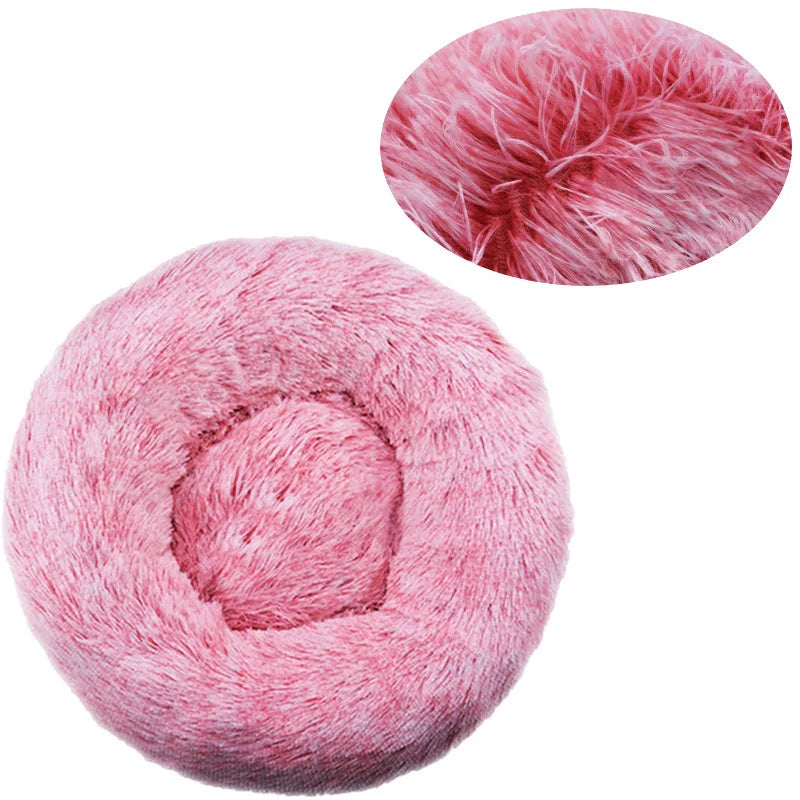 Lit rond en peluche pour chien et chat – Lavable, toutes saisons (40 à 90 cm)