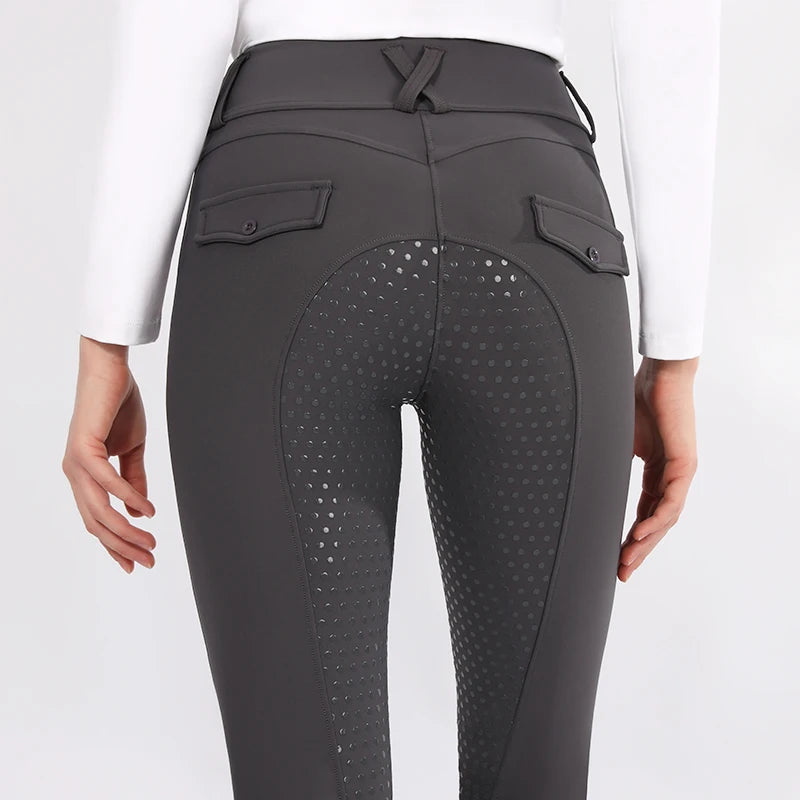 MXLLINA Rijlegging Dames Sportlegging Full Silicone 4-Weg Stretch Paardrijbroek met Telefoonzak Kleding