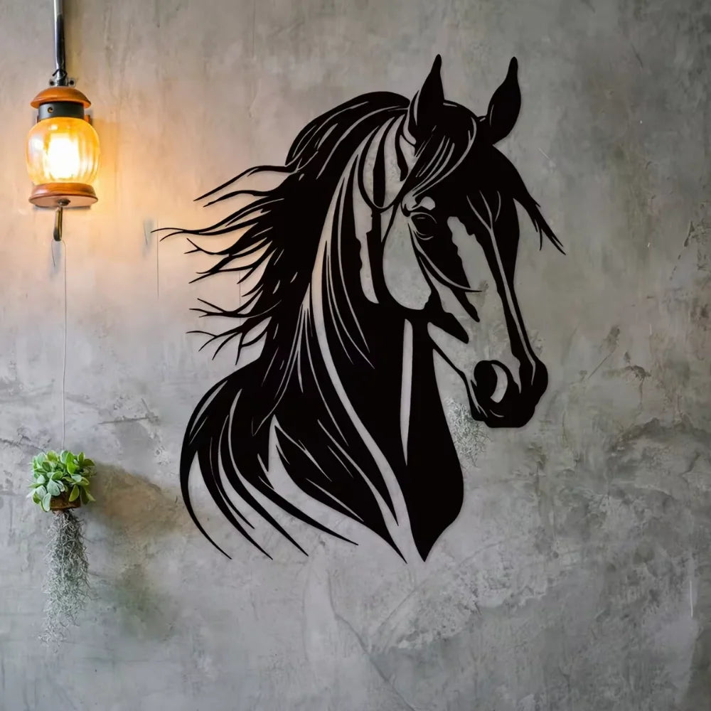 Charmante tête de cheval décorative murale en métal