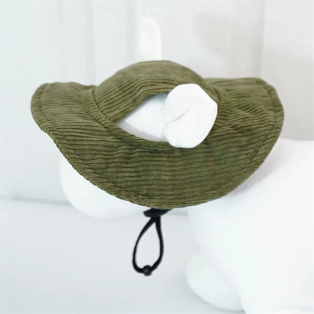 Chapeau pour Chien Anti-UV Réglable – Tailles XS à XL, Velours Côtelé