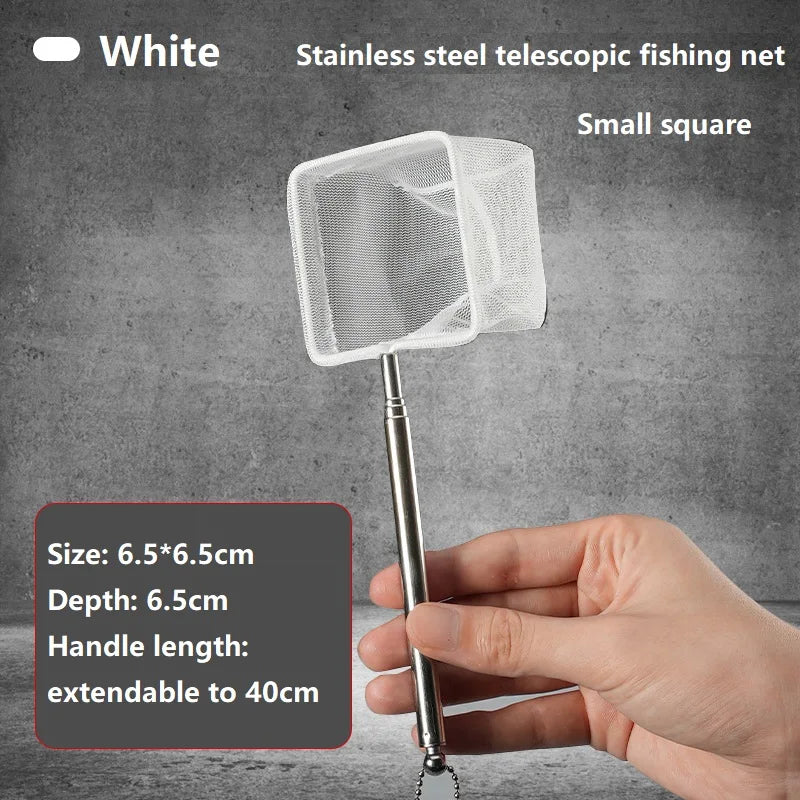 Épuisette à Manche Extensible pour Aquarium – Carrée ou Ronde, S / L, Poissons & Crevettes