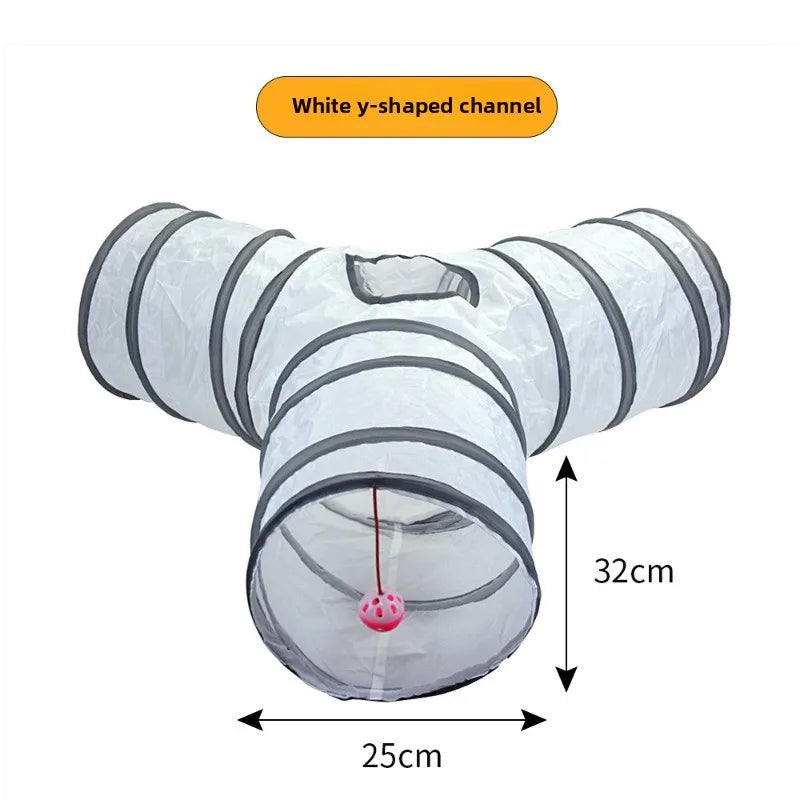 Tunnel de jeu pour chat – Passage interactif en tissu, plusieurs configurations (S / Y / T)