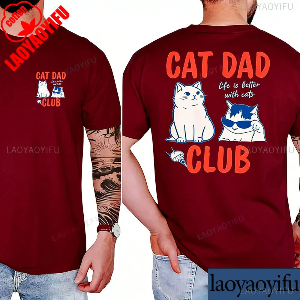 T-shirt Cat Dad Club — Homme | Coton Graphique Manches Courtes