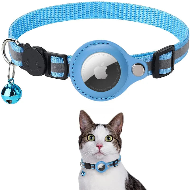 Collier pour chat avec support AirTag – Réfléchissant & Cloche