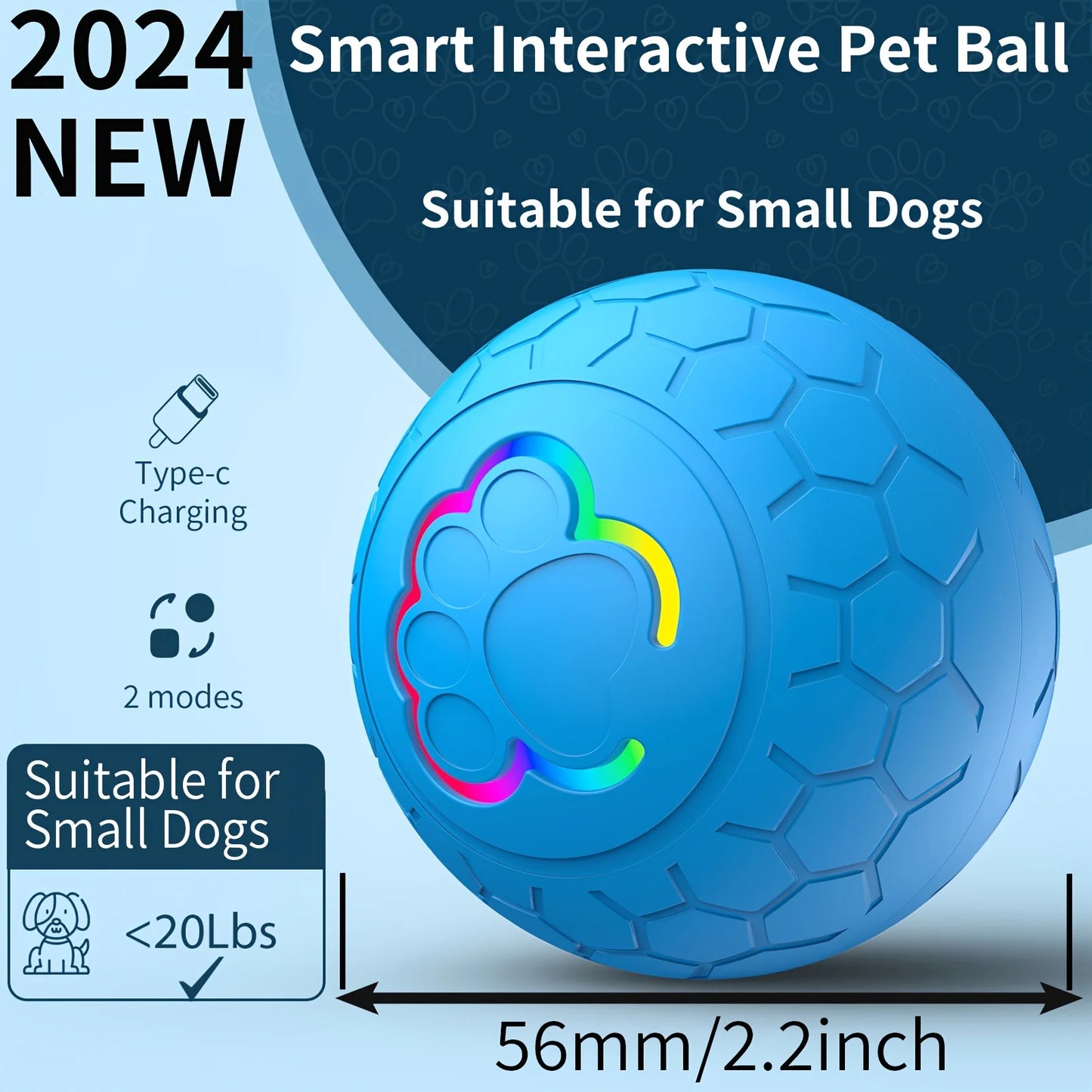 Balle Interactive Rechargeable pour Chien | Rebonds Automatiques & Connectée