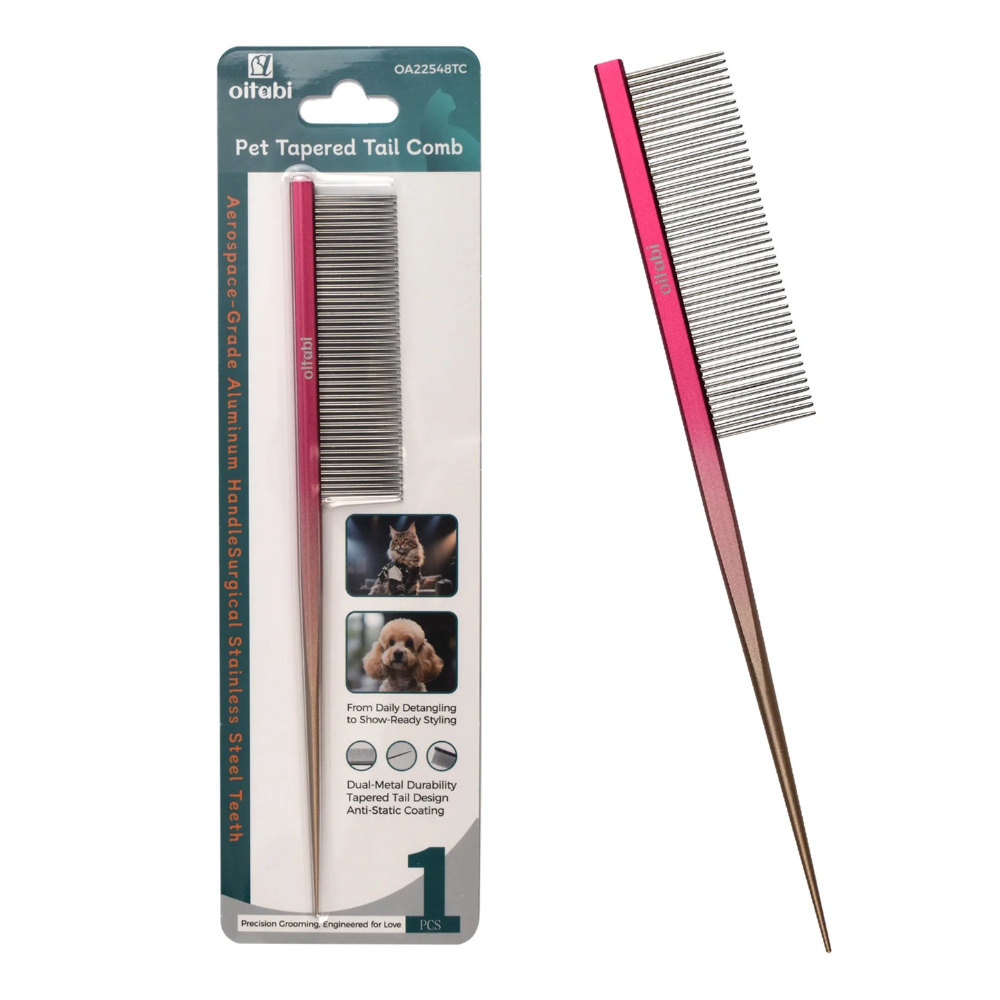 Peigne de Toilettage Professionnel OITABI pour Chat & Chien – Aluminium & Inox