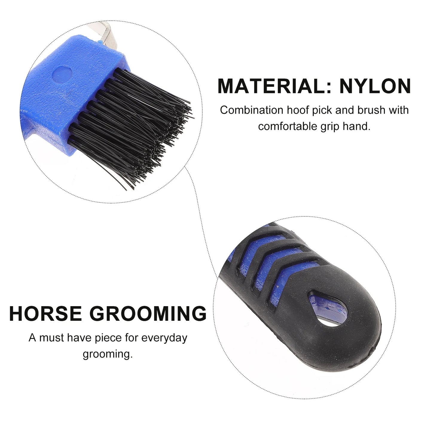 Sabot en acier inoxydable avec brosse, poignée confortable, sabot pour cheval, poils en Nylon durables, outils de toilettage pour chevaux, nettoyage des sabots