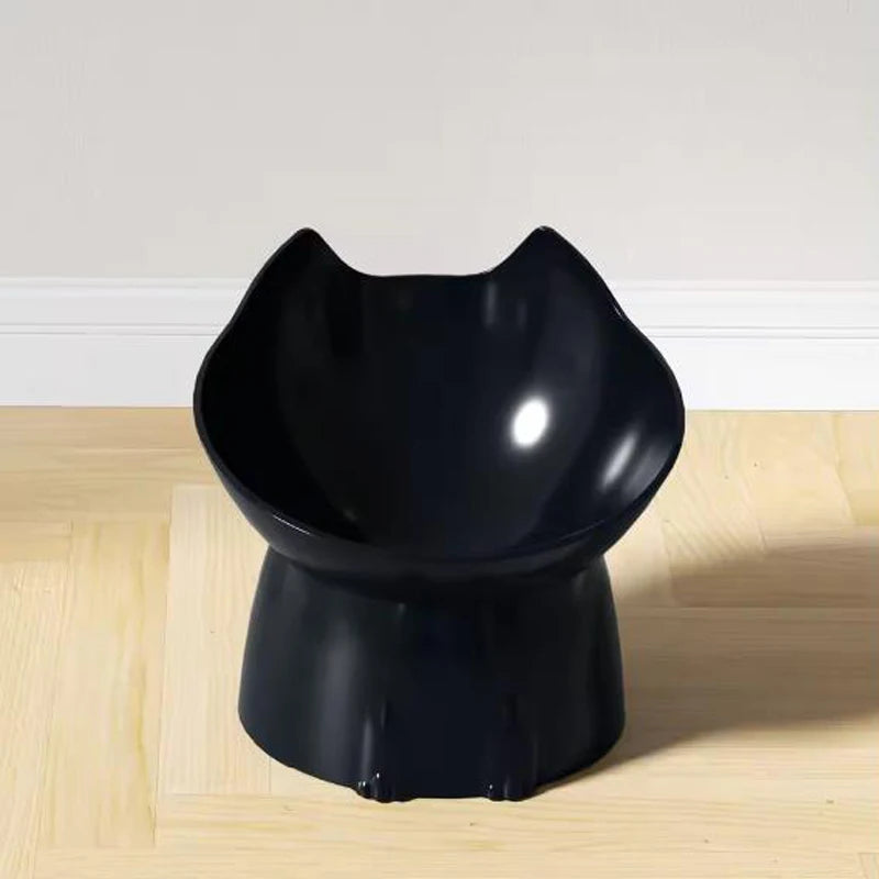 Verhoogde voerbak voor katten met lange oren en hoge poten, die de nek van katten en honden beschermt, en een kantelbestendige voerbak van kunststof.