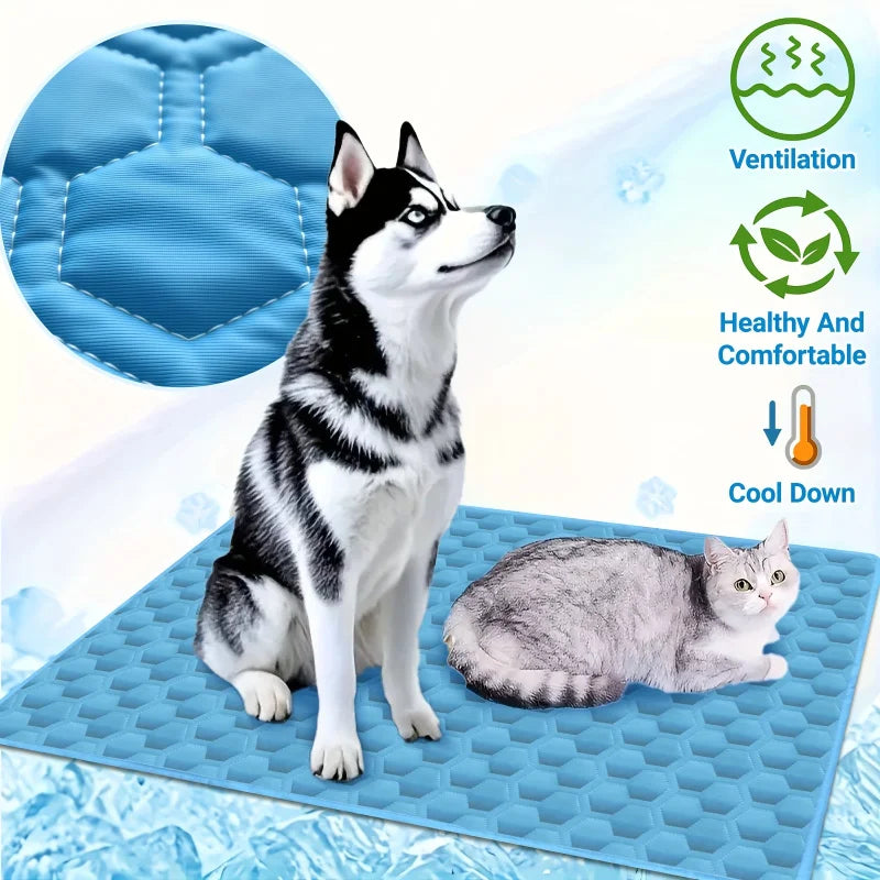 Tapis rafraîchissant pour chien, lavable, portable, pour l'été, couverture en soie glacée pour chiens et chats, tapis de couchage respirant pour canapé