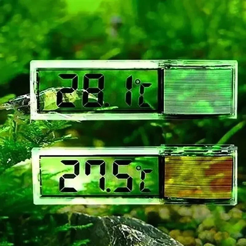 Thermomètre Digital Adhésif pour Aquarium – Affichage LCD Transparent, ±0,1°C, Or / Argent