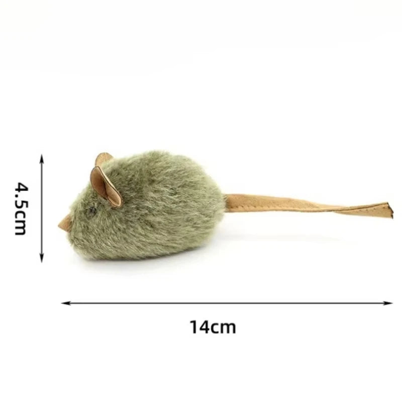Kattenspeeltje, realistische piepende muis, geluid geactiveerd door sensor, kleine pluchen muis, leuk en stimulerend speeltje voor de kat.