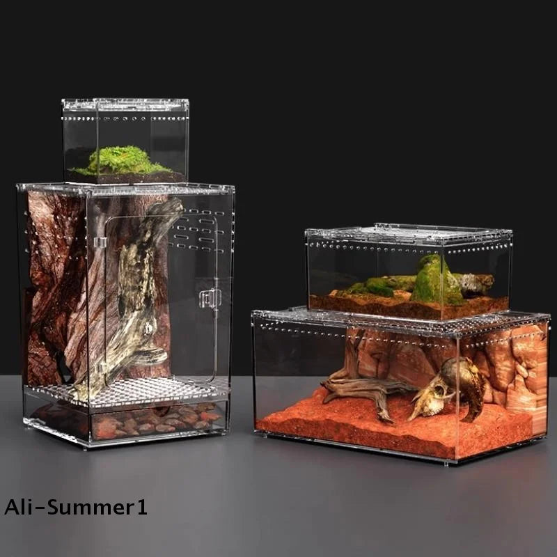 Terrarium Acrylique Transparent pour Reptiles – Ventilation 360°