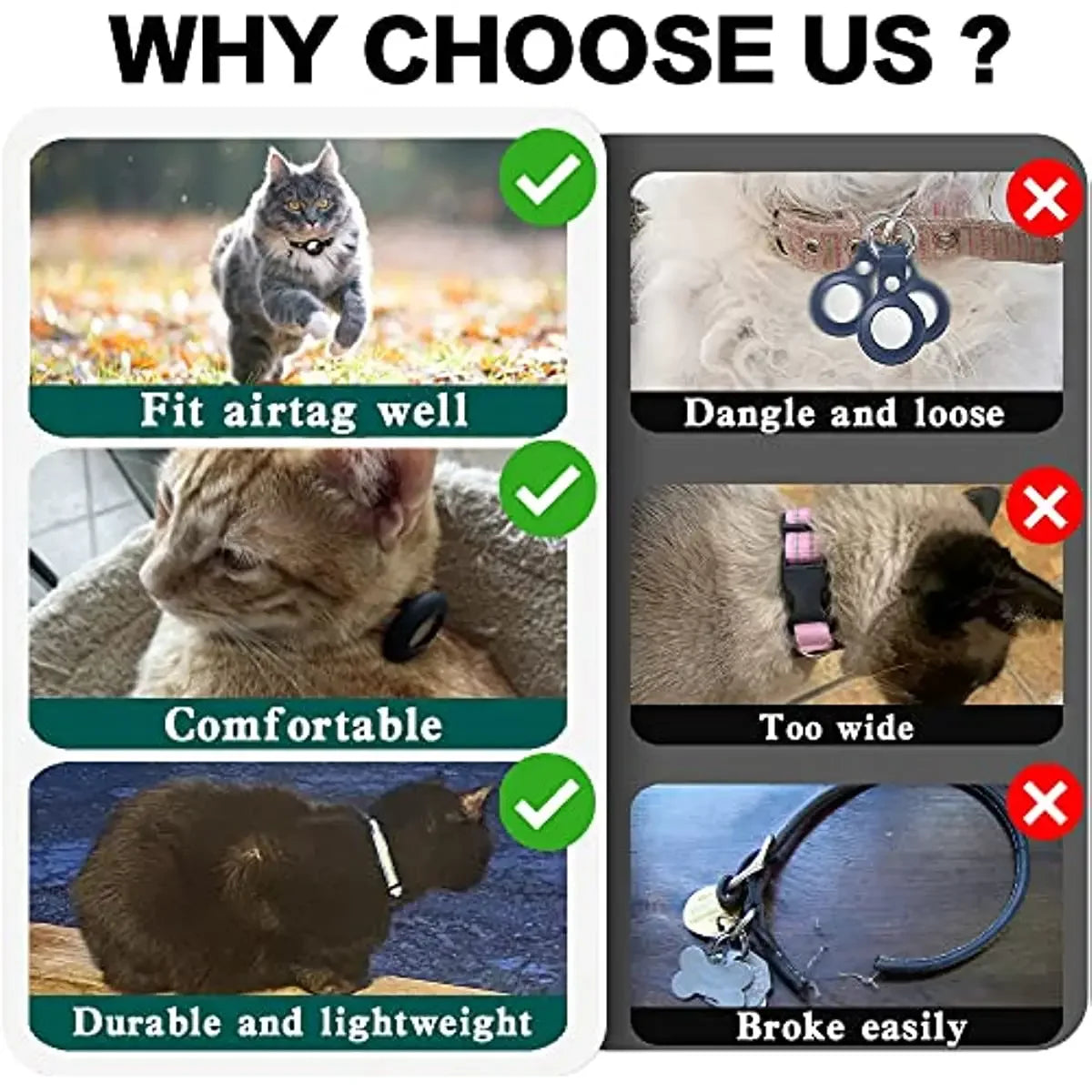 Collier Réfléchissant pour Chat — Compatible AirTag, Sécurité & Clochette