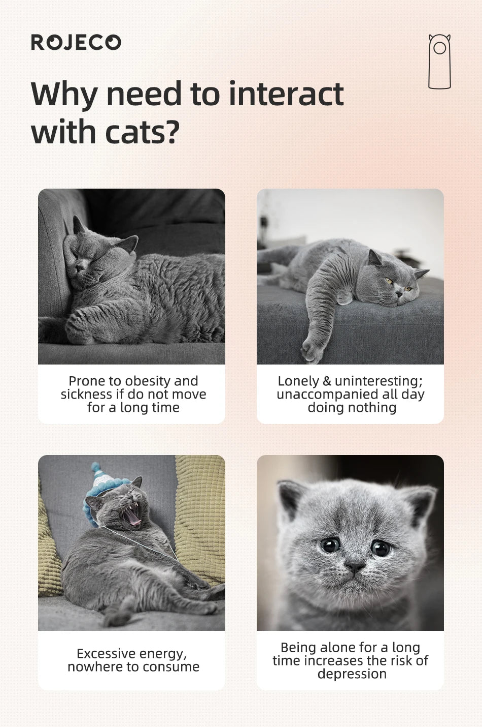 Jouet Laser LED Automatique pour Chat – Pointeur Interactif Intelligent ROJECO, Blanc