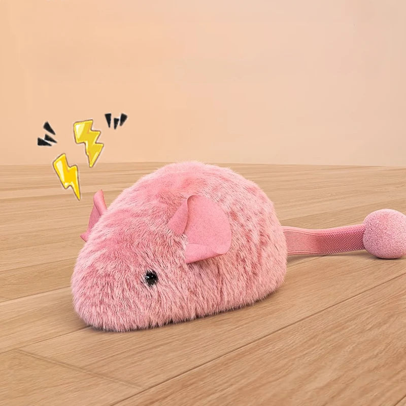 Souris Interactive en Fausse Fourrure pour Chat — Jouet Électrique Autonome