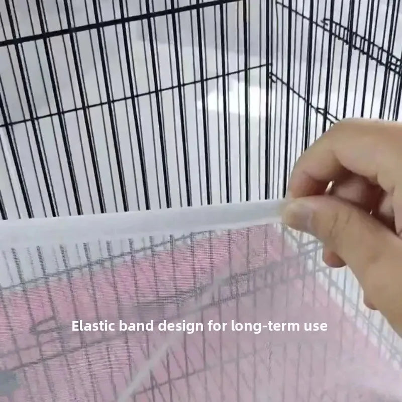 Housse universelle pour cage à oiseaux en maille de nylon, pare-graines, jupe de protection, filet souple, facile à nettoyer, anti-poussière, aérée, fournitures pour animaux de compagnie, cage à oiseaux