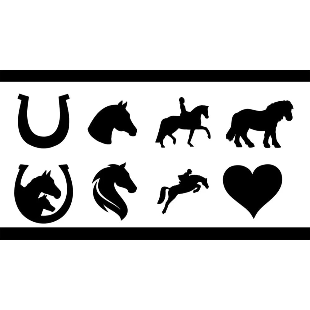 Personaliseerbaar stalnaambord, zwart en zilver patroon, van acryl. Ideaal cadeau voor paardenliefhebbers.
