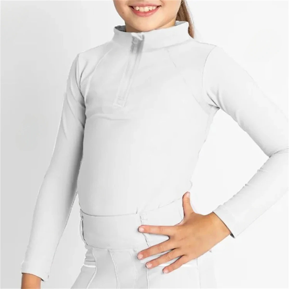 T-shirt équestre respirant pour fille — Fermeture éclair