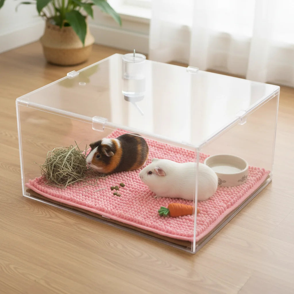 Tapis de cage en chenille polaire antidérapant et lavable pour cochon d'Inde, lapin, hamster et petits animaux