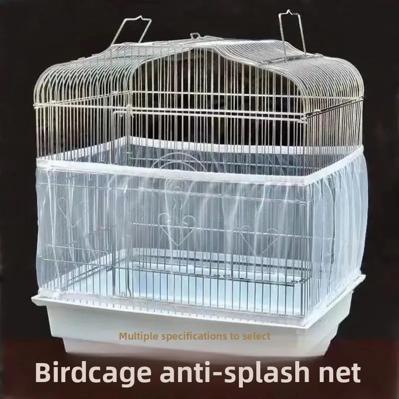 Housse universelle pour cage à oiseaux en maille de nylon, pare-graines, jupe de protection, filet souple, facile à nettoyer, anti-poussière, aérée, fournitures pour animaux de compagnie, cage à oiseaux