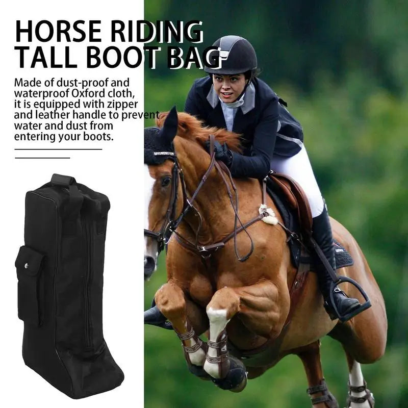 Sac pour Bottes d'Équitation – Oxford 600D Impérméable, Noir, 54 cm
