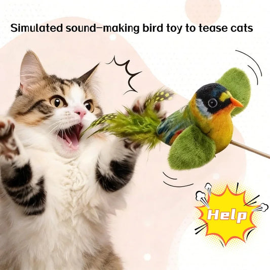 Jouet Plume Oiseau pour Chat – Son Simulé & Anti-Ennui