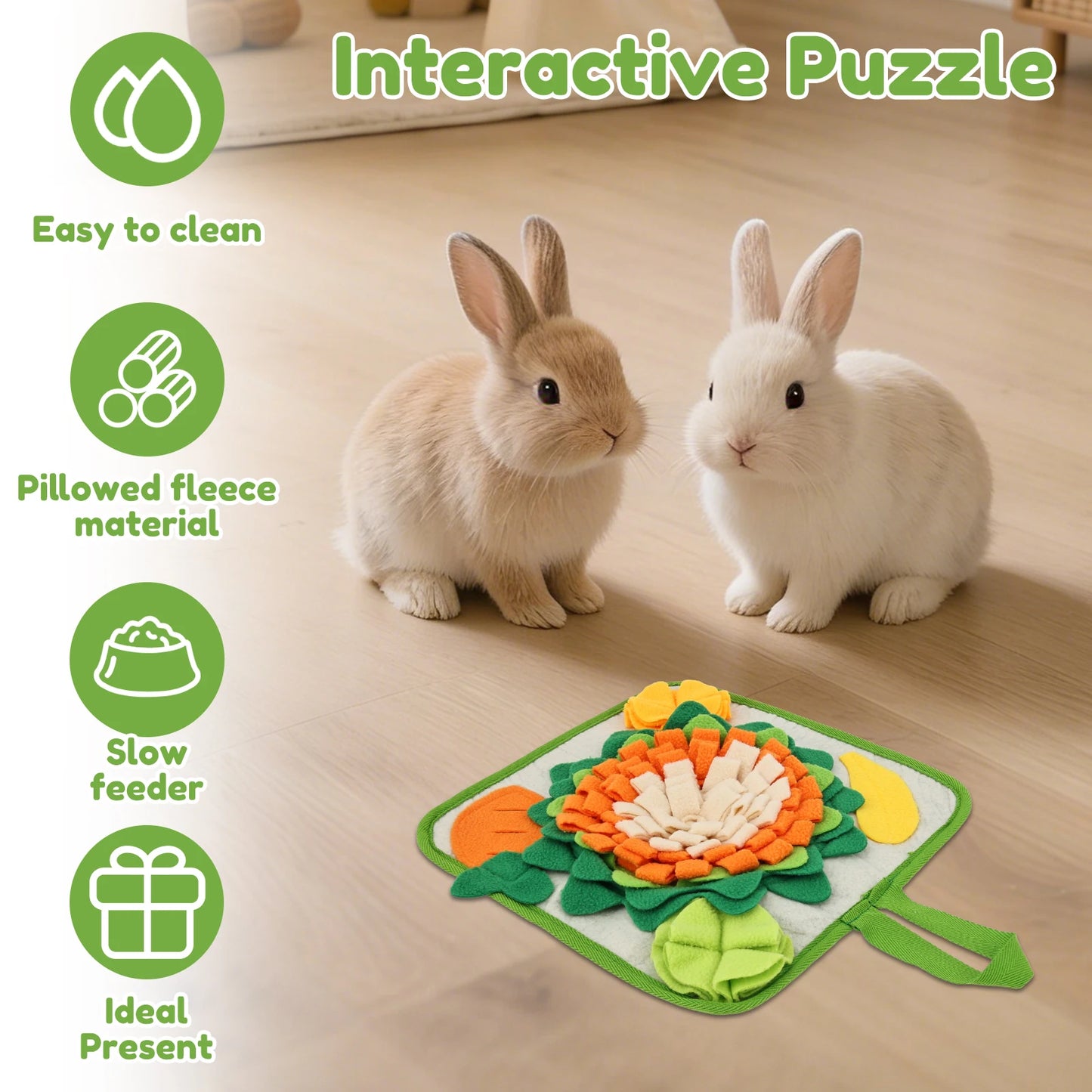 Tapis de Fouille pour Lapin & Petits Animaux – Jouet d'Alimentation Interactif
